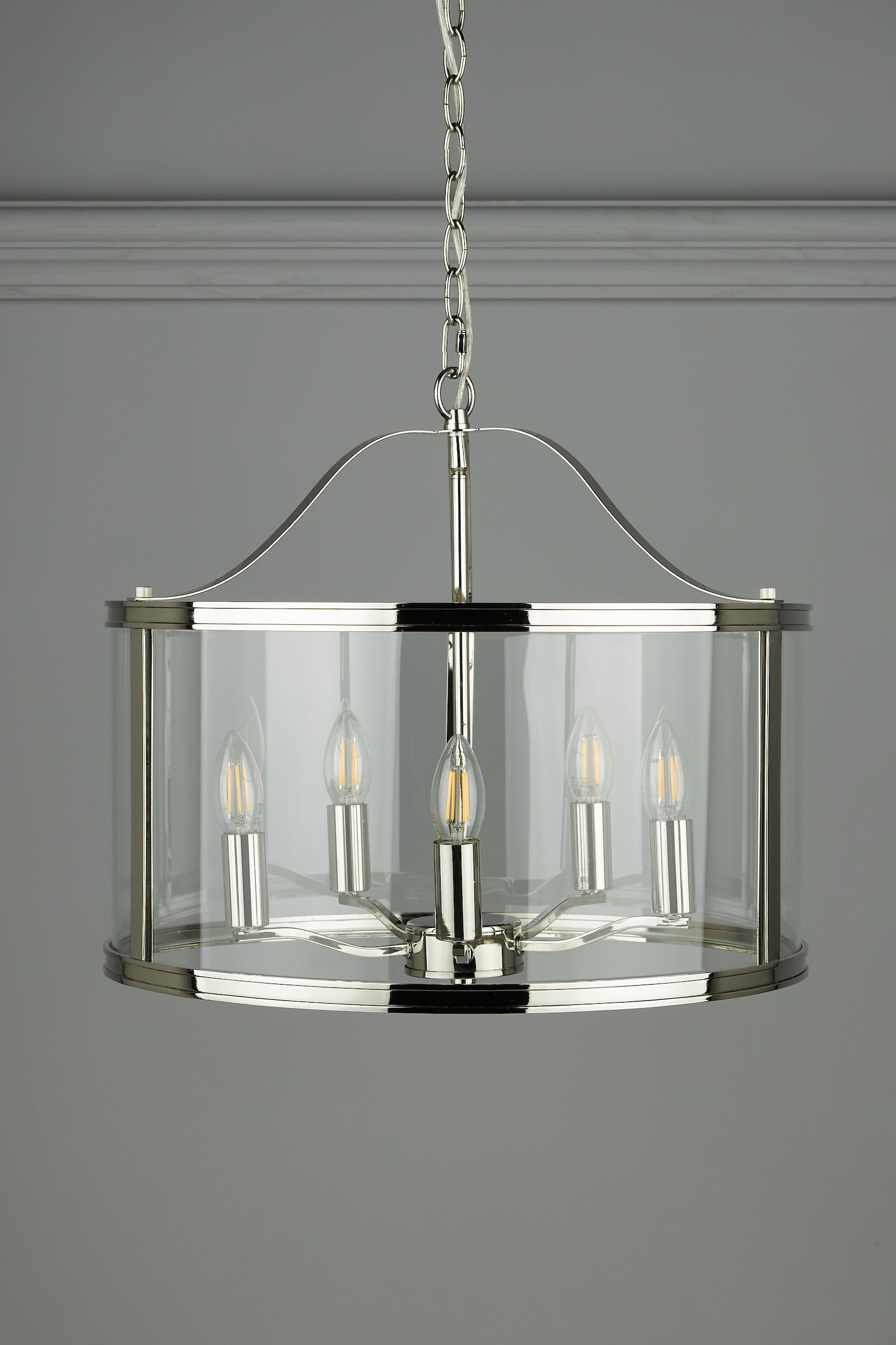 Laura Ashley Harrington 5 Luce Pendente Nichel Lucido