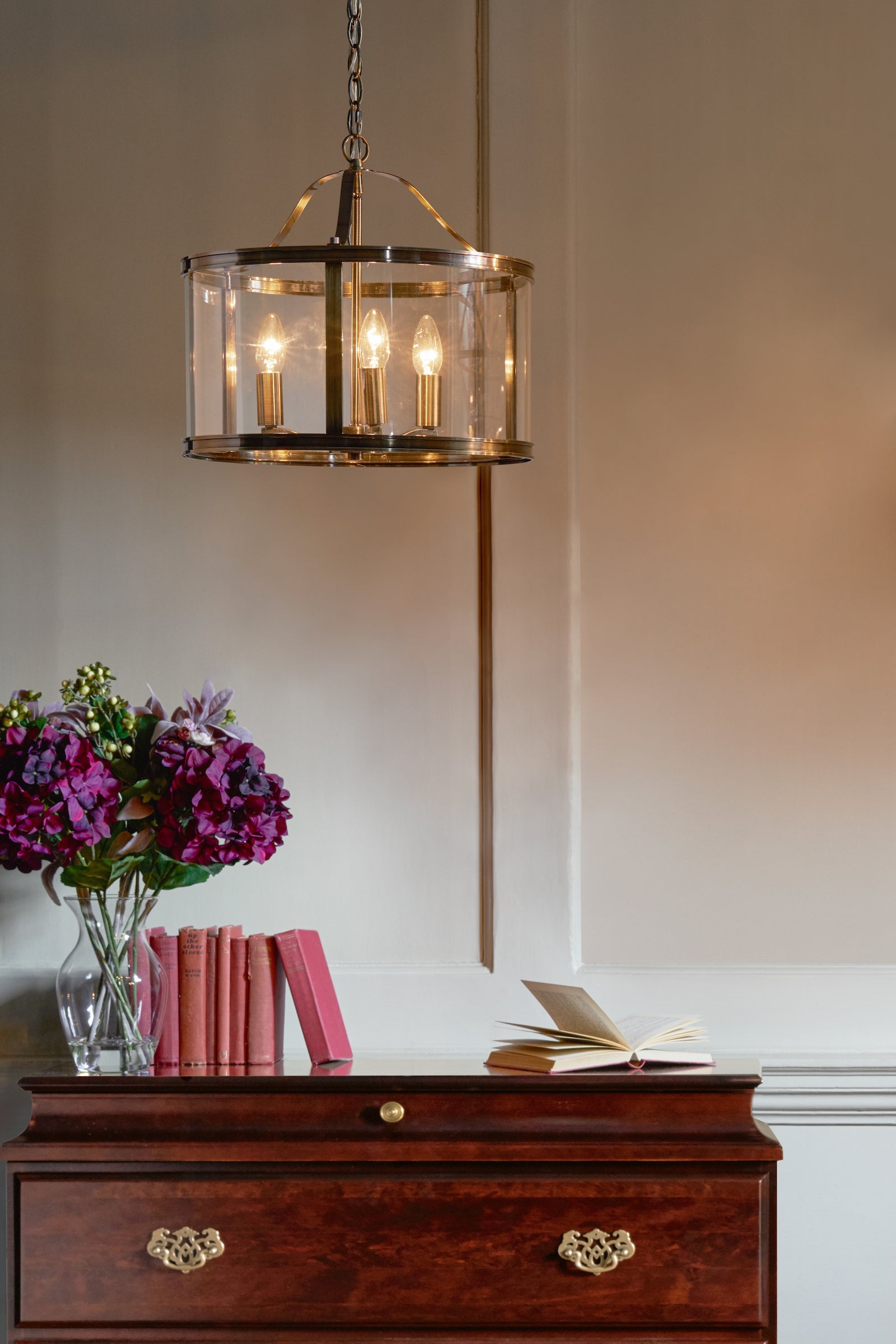 Laura Ashley Harrington Lampadario a 3 Luci Ottone Antico