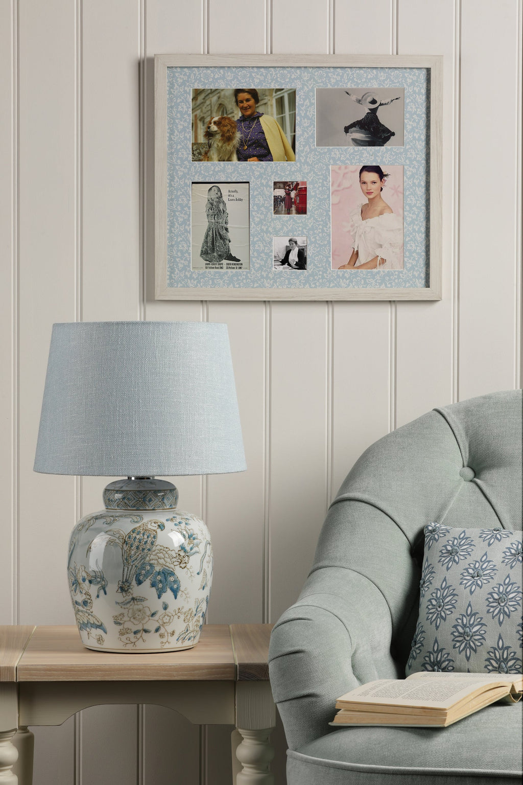 Lampada da Tavolo in Ceramica Laura Ashley Elizabeth con Base a Stampa di Uccelli