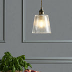 Laura Ashley Callaghan Piccolo Pendant in Ottone Antico e Vetro Rigato
