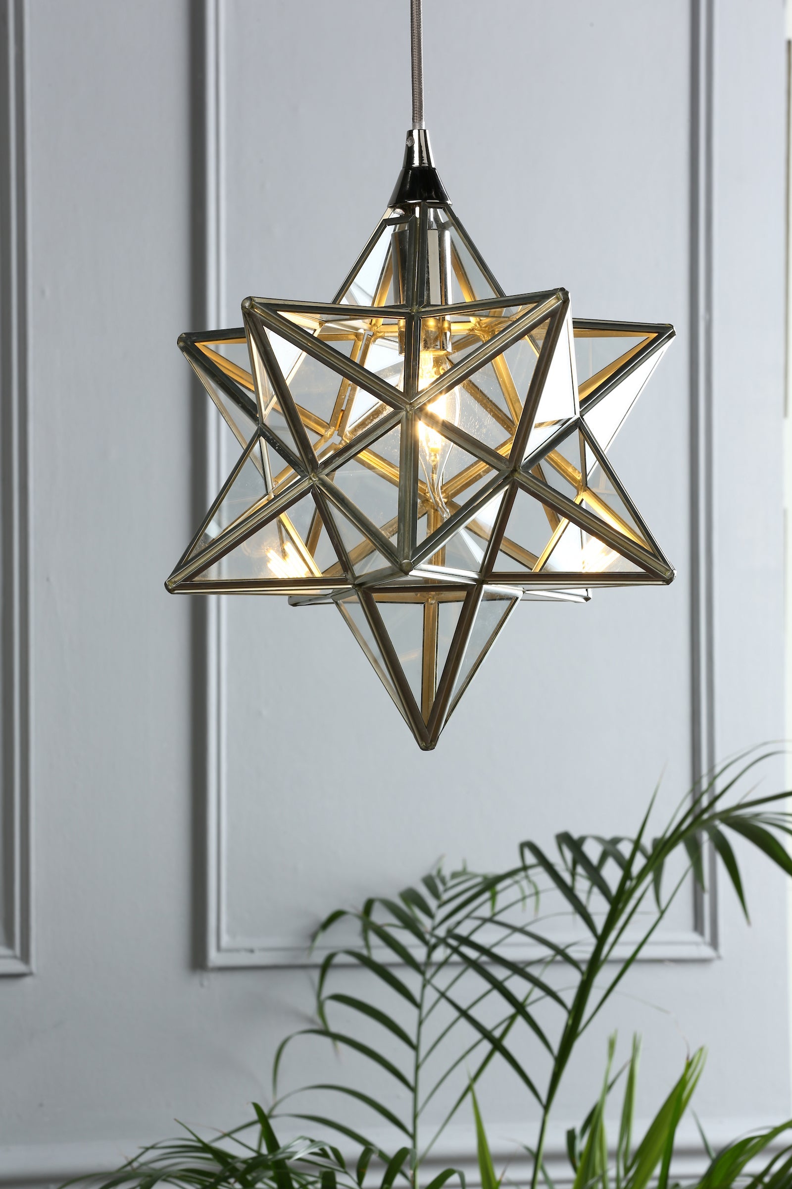 Laura Ashley Pendant Star in Vetro Lucido Argento Piccolo