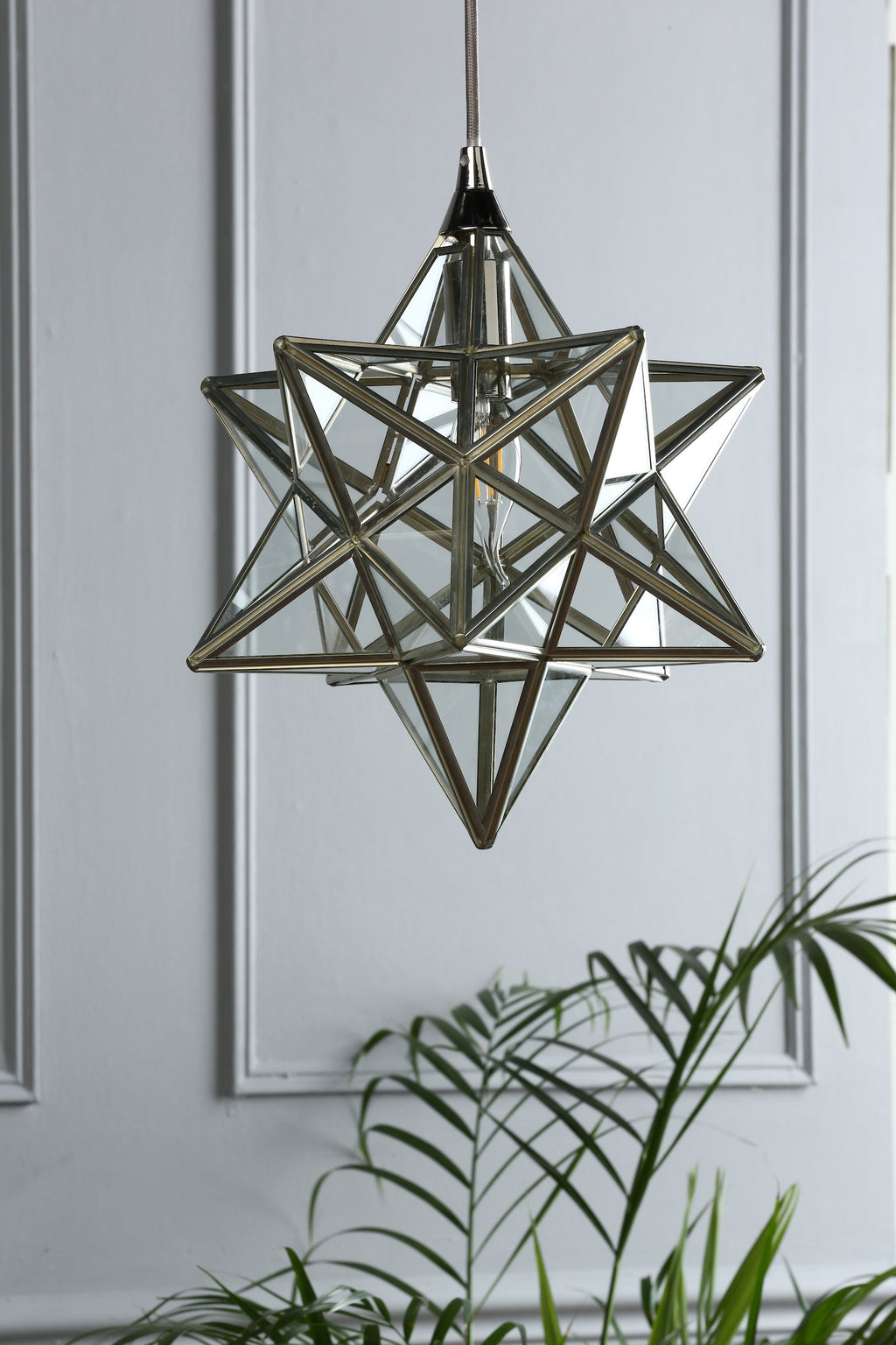 Laura Ashley Pendant Star in Vetro Lucido Argento Piccolo