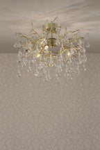 Laura Ashley Willow 3 Luci Semi Flush Satin Champagne con Gocce di Cristallo