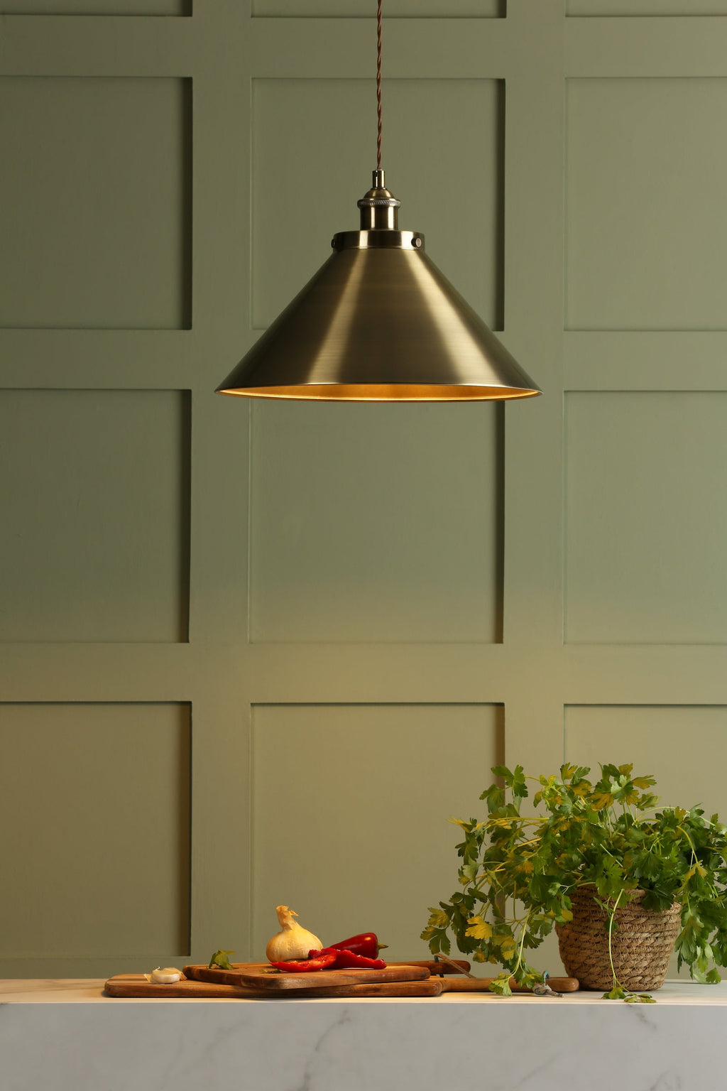 Laura Ashley Rufus Sospensione Singola Ottone Antico