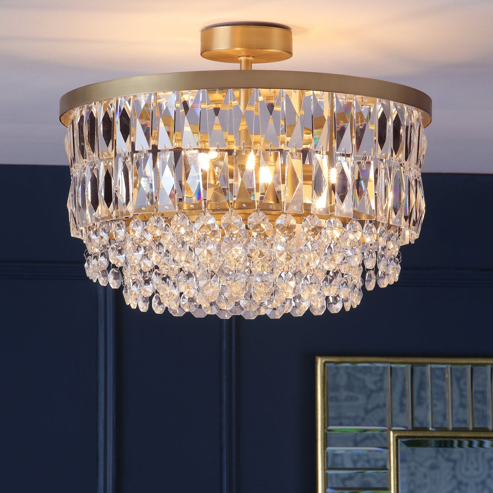 Laura Ashley Rhosill 3 Luci Semi Flush Ottone Anticato Opaco