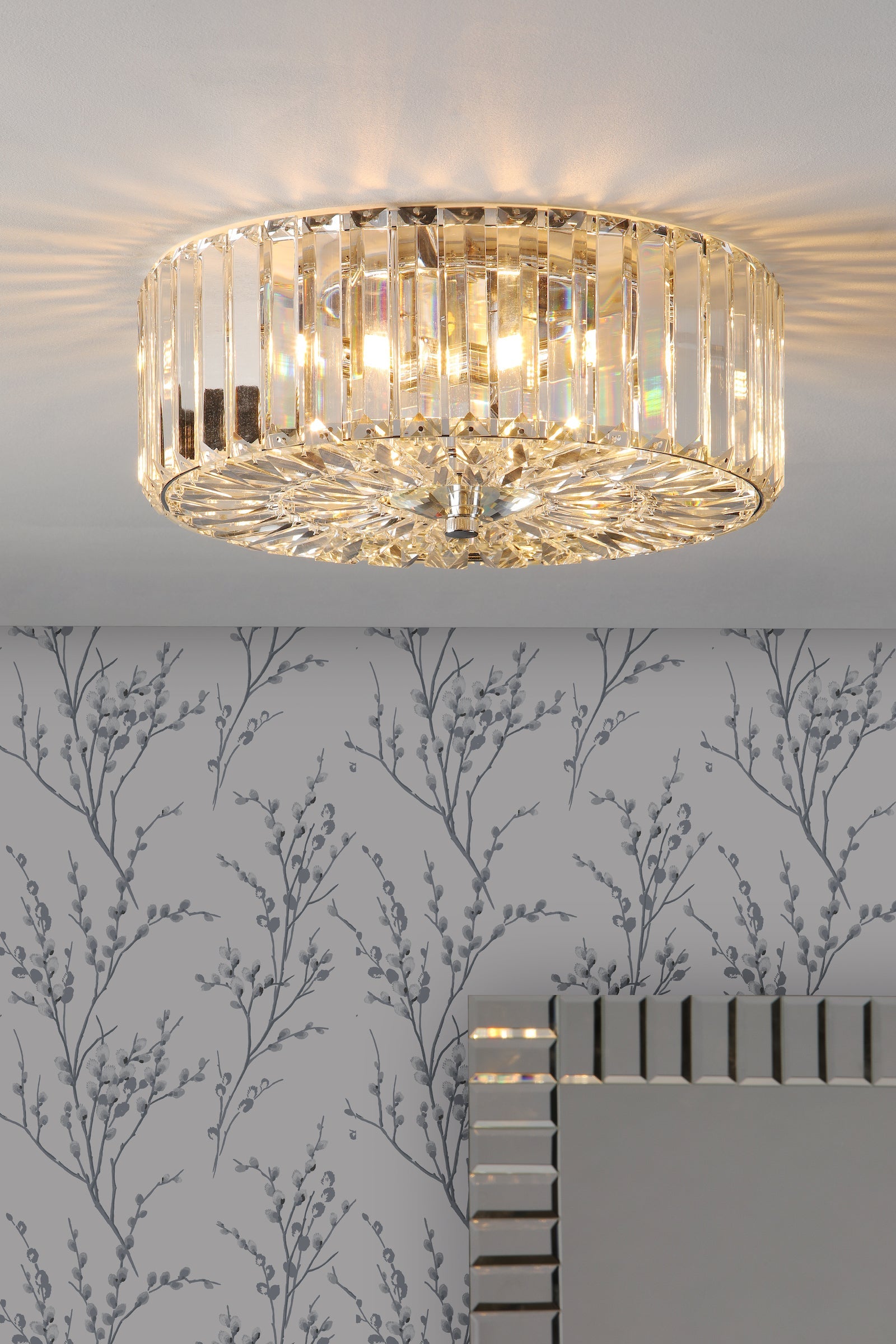 Laura Ashley Fernhurst Flush 3 Luci Cristallo e Cromo Lucido