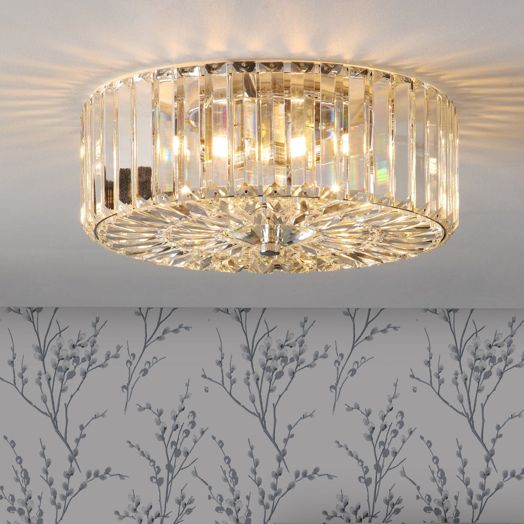 Laura Ashley Fernhurst Flush 3 Luci Cristallo e Cromo Lucido