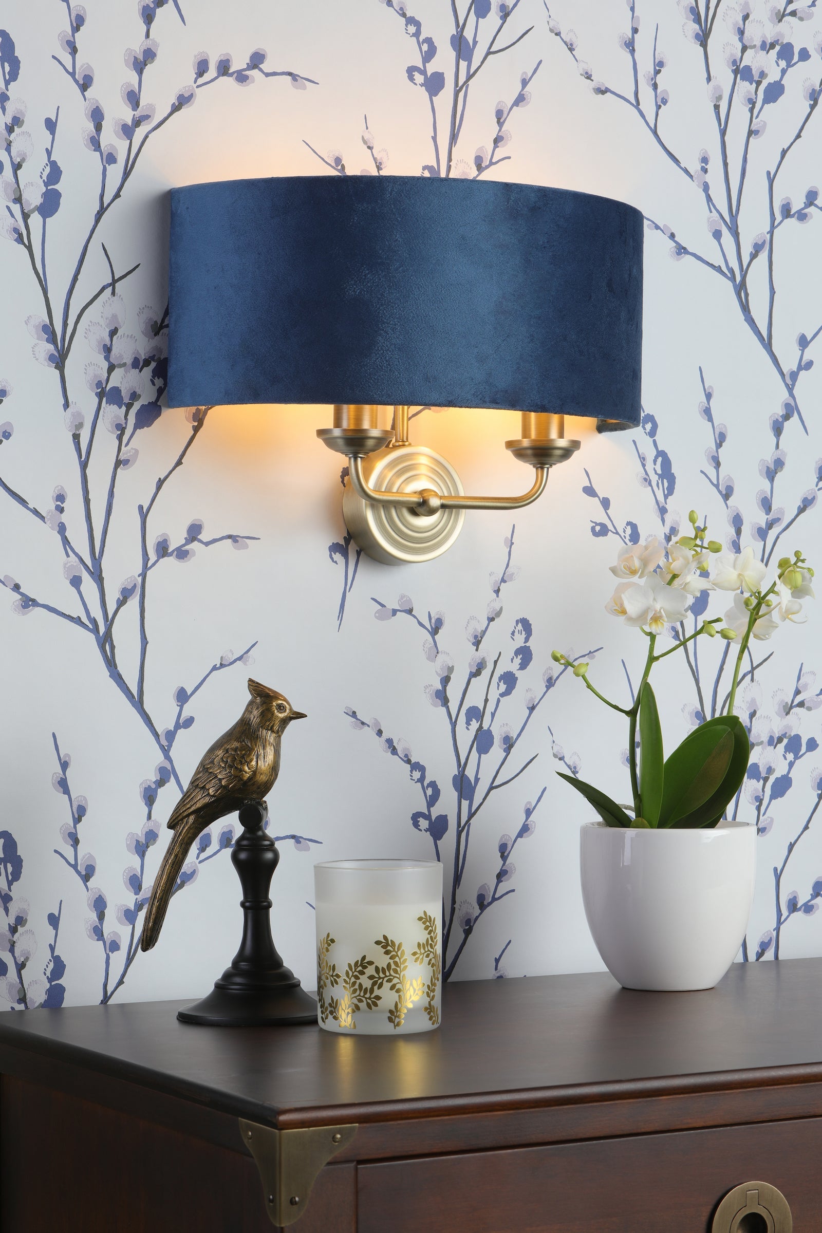 Applique Laura Ashley Sorrento Ottone Antico & Velluto Blu