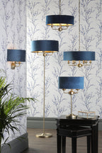 Lampada da terra Laura Ashley Sorrento, Ottone Antico e Velluto Blu