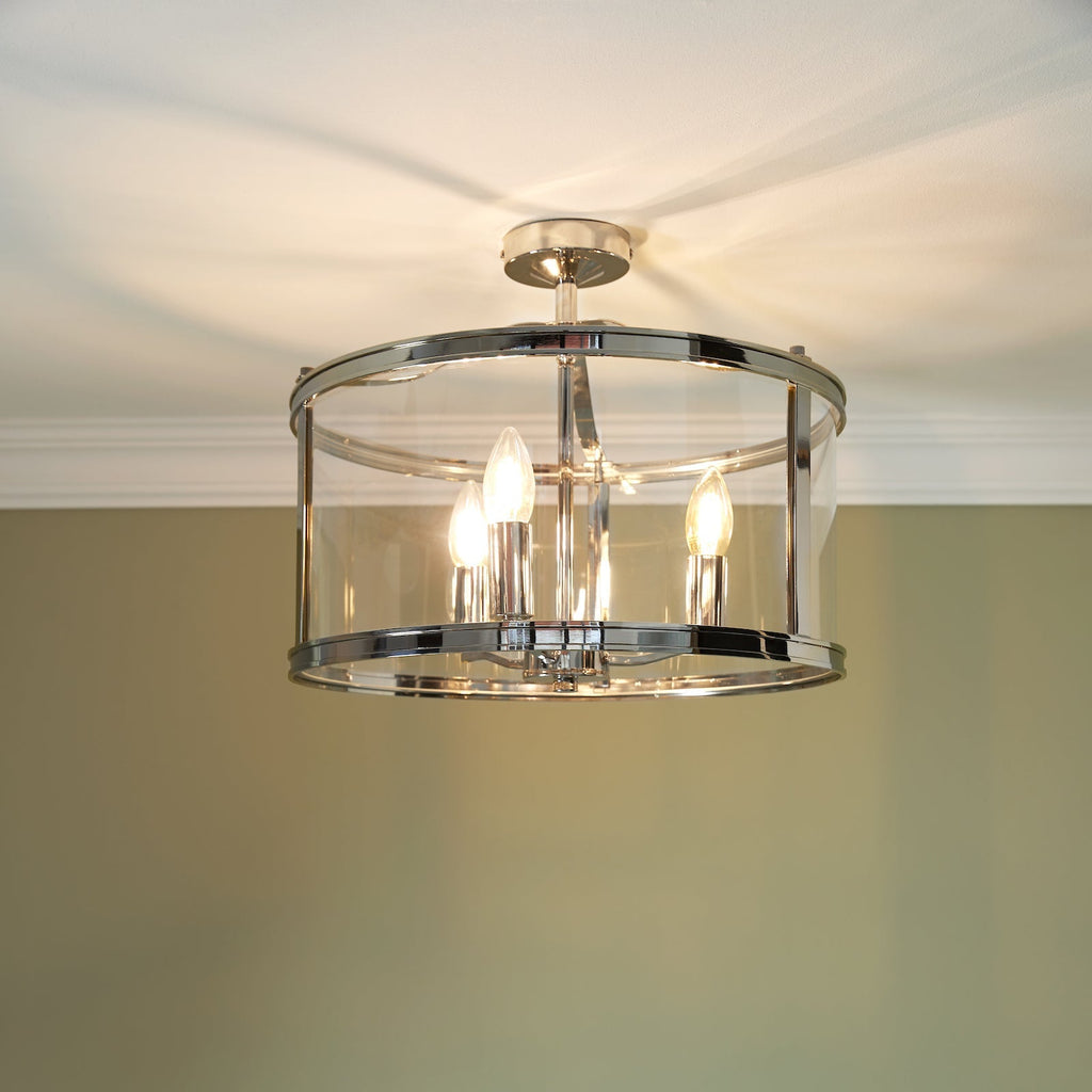 Laura Ashley Harrington 3 Luci Semi-Flush Nichel Lucido