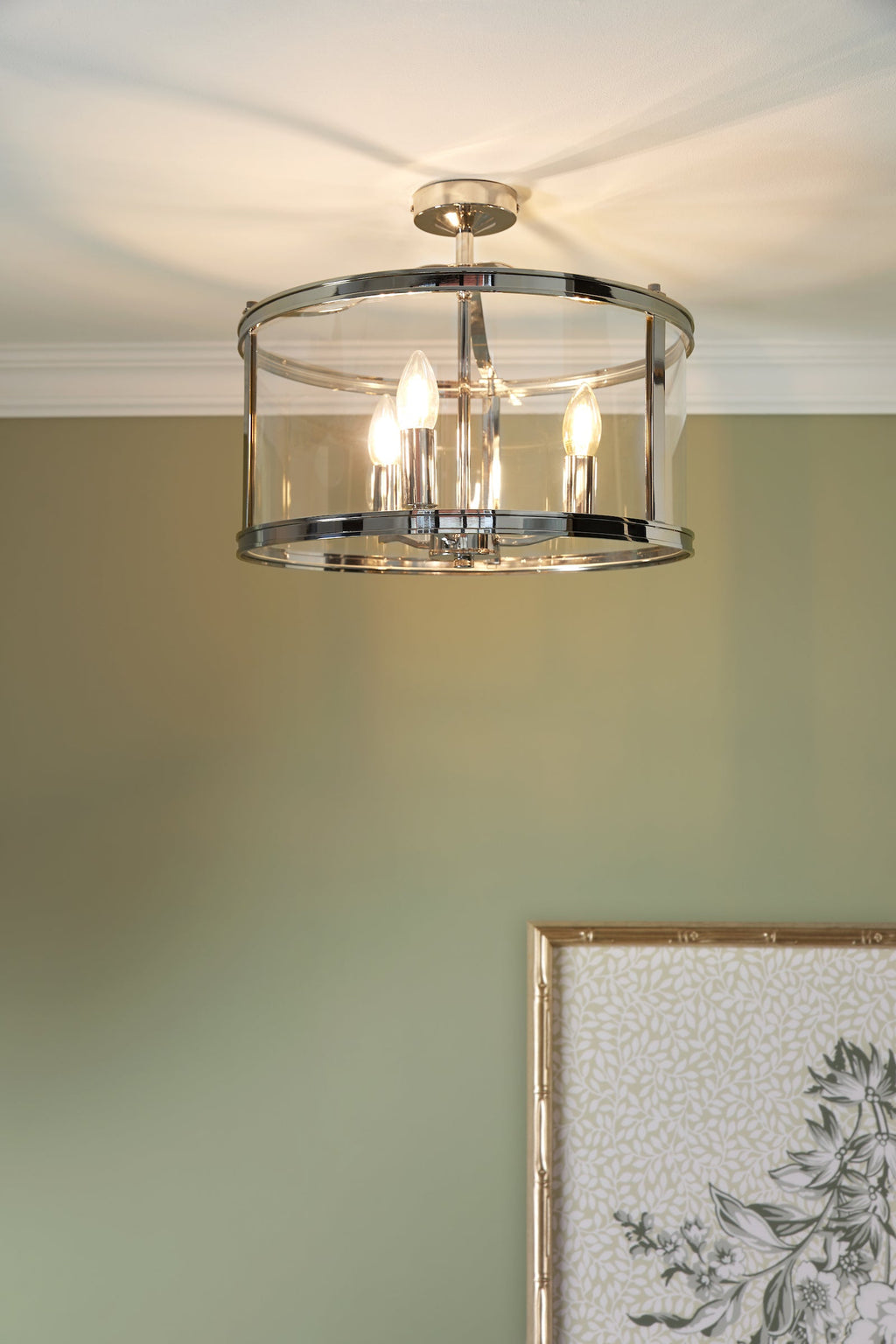 Laura Ashley Harrington 3 Luci Semi-Flush Nichel Lucido