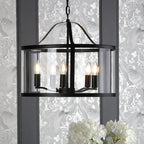 Laura Ashley Harrington 5 Luci Pendant Nero Opaco