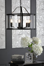 Laura Ashley Harrington 5 Luci Pendant Nero Opaco