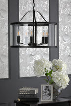 Laura Ashley Harrington 5 Luci Pendant Nero Opaco