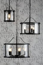 Laura Ashley Harrington 5 Luci Pendant Nero Opaco