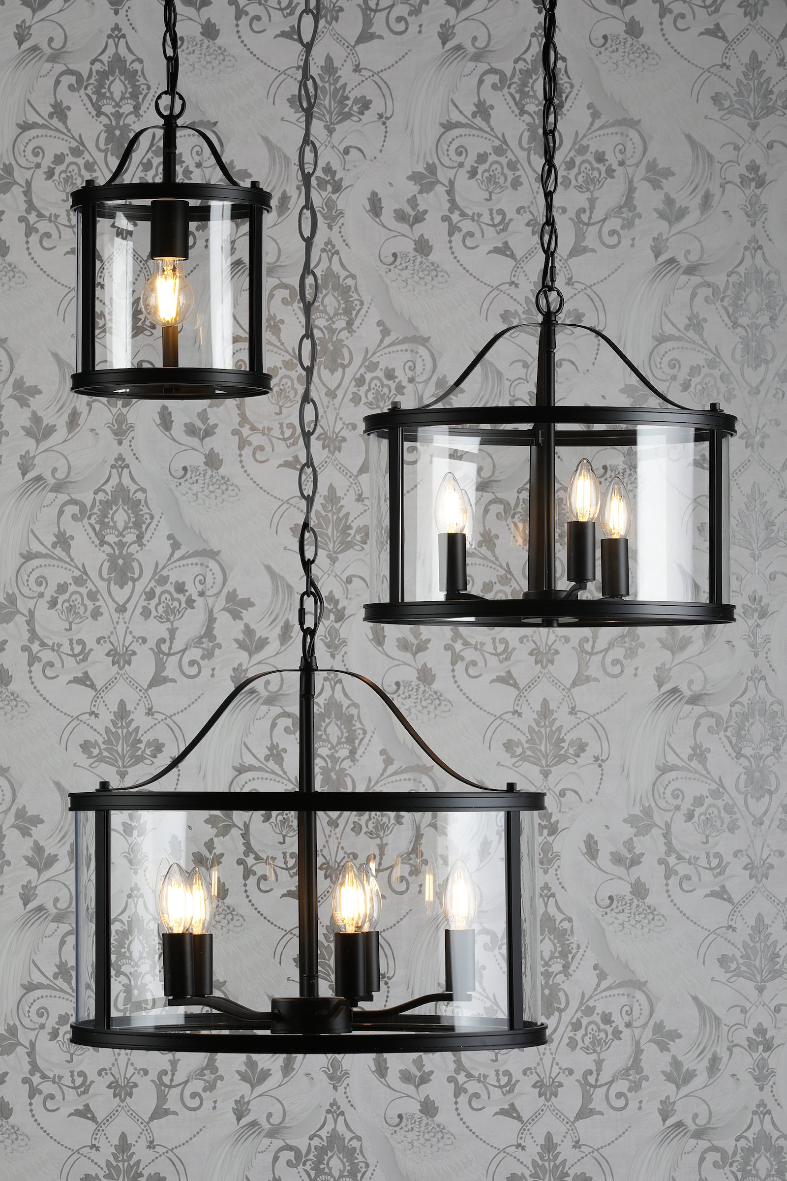 Laura Ashley Harrington 5 Luci Pendant Nero Opaco