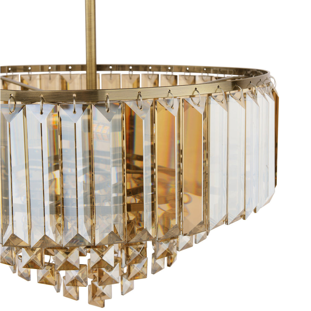 Laura Ashley Vienna Lampada da Soffitto Semi-Flush a 3 Luci Cristallo Champagne e Ottone Antico
