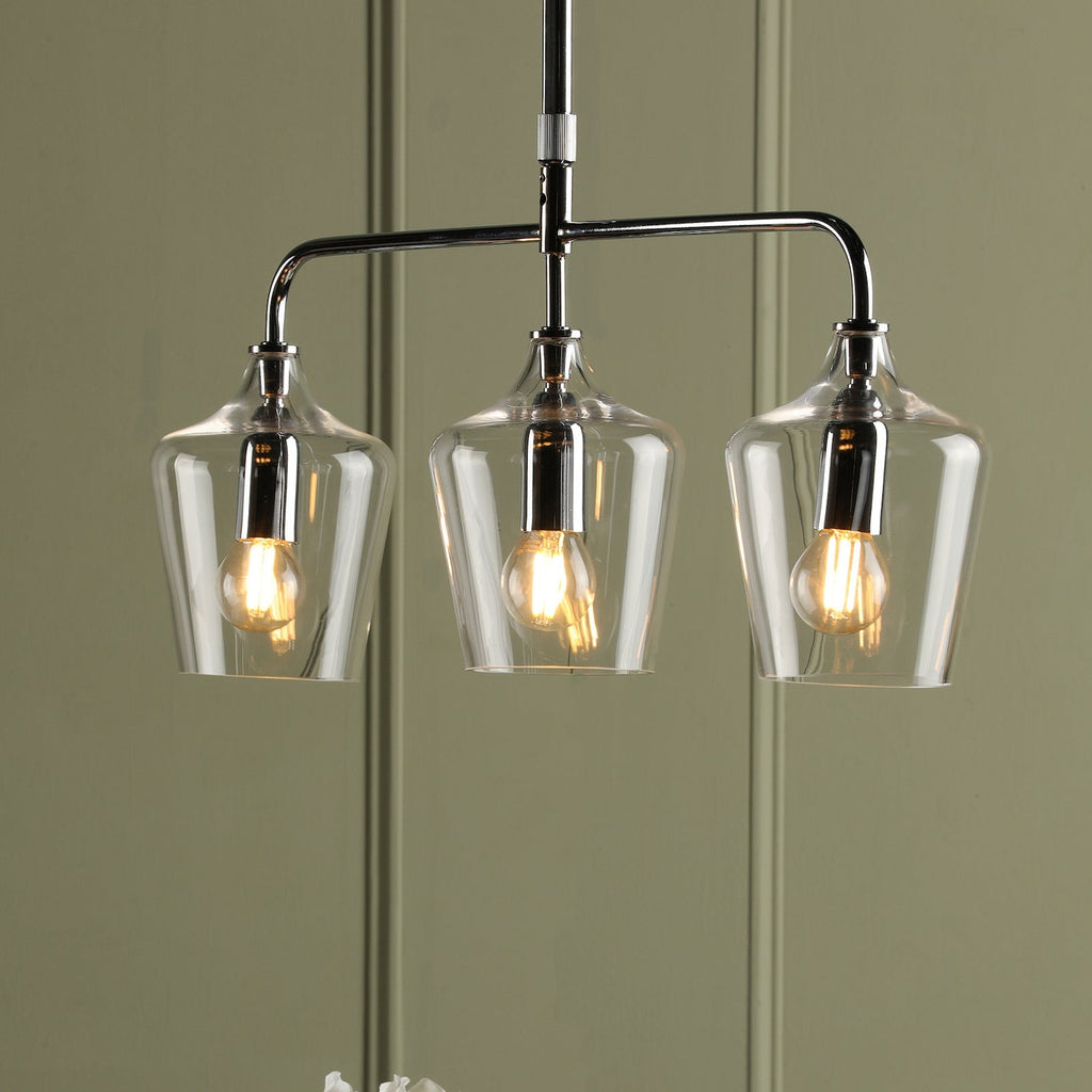 Laura Ashley Ockley 3 Luci Bar Pendant Cromo Lucido