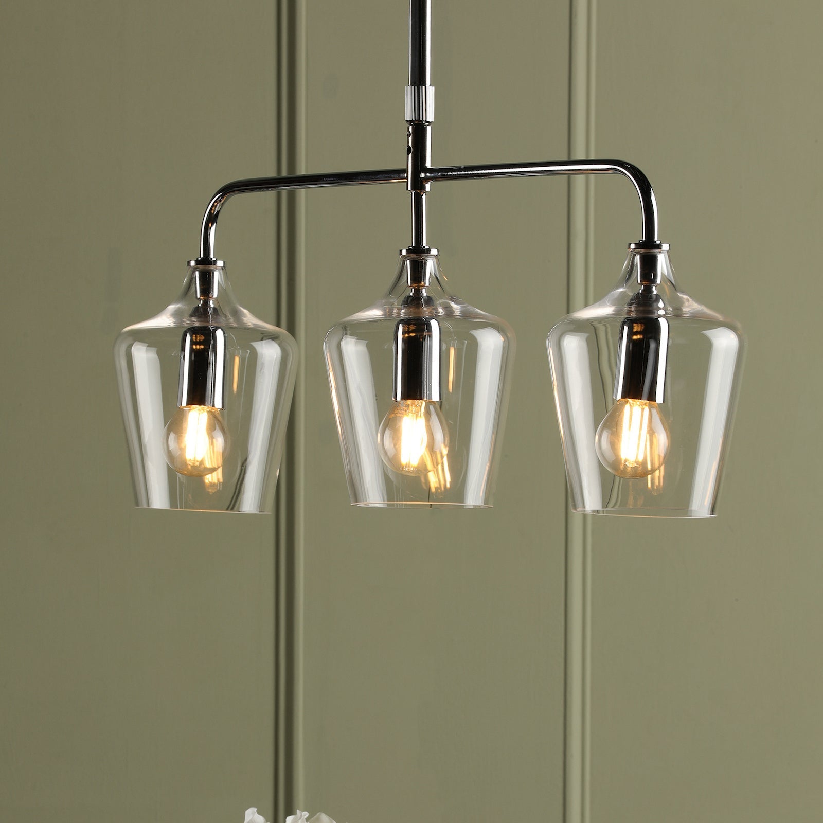 Laura Ashley Ockley 3 Luci Bar Pendant Cromo Lucido