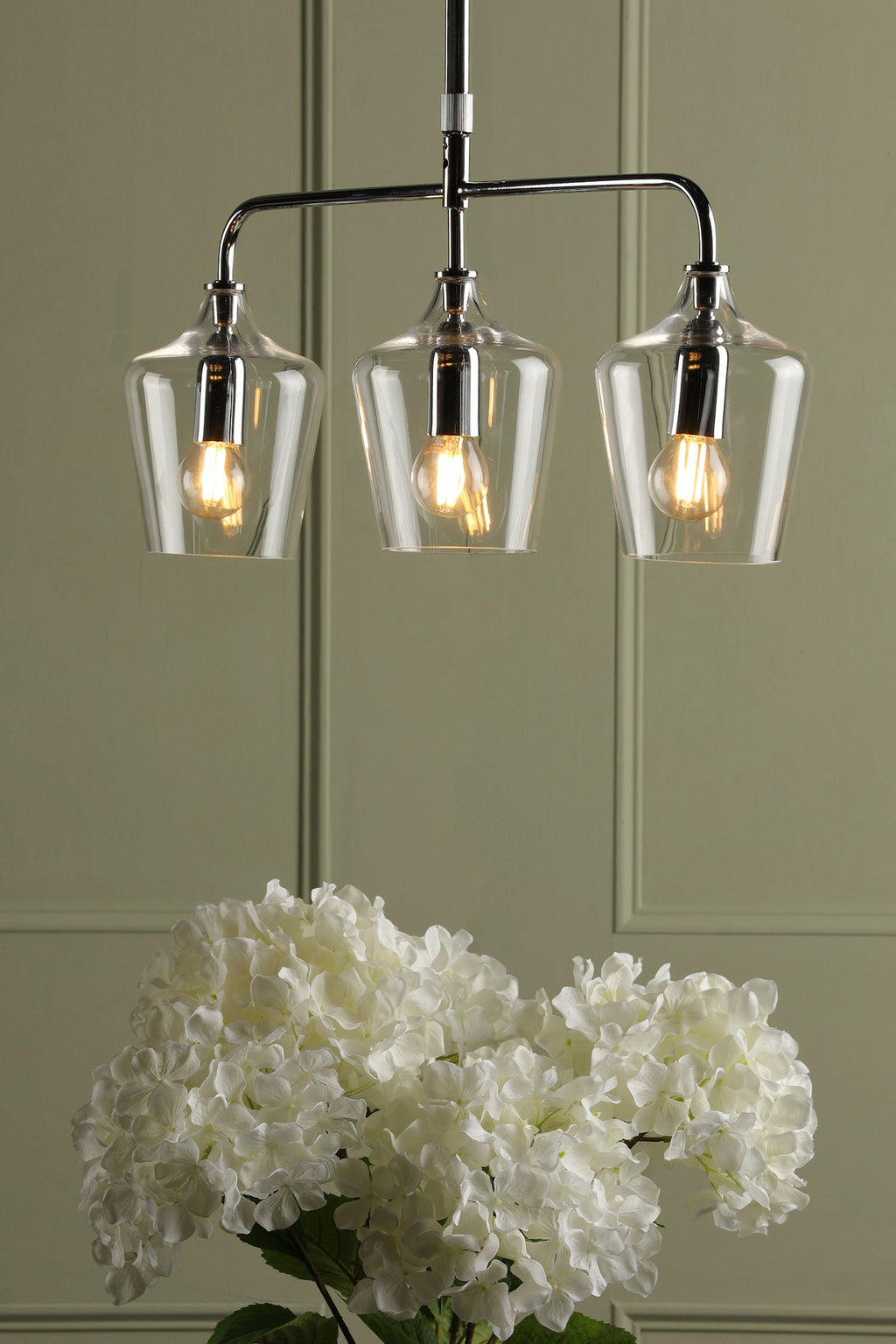 Laura Ashley Ockley 3 Luci Bar Pendant Cromo Lucido
