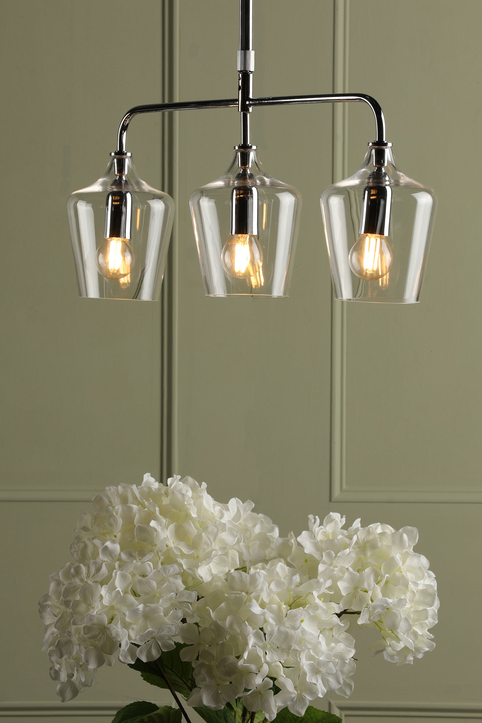 Laura Ashley Ockley 3 Luci Bar Pendant Cromo Lucido