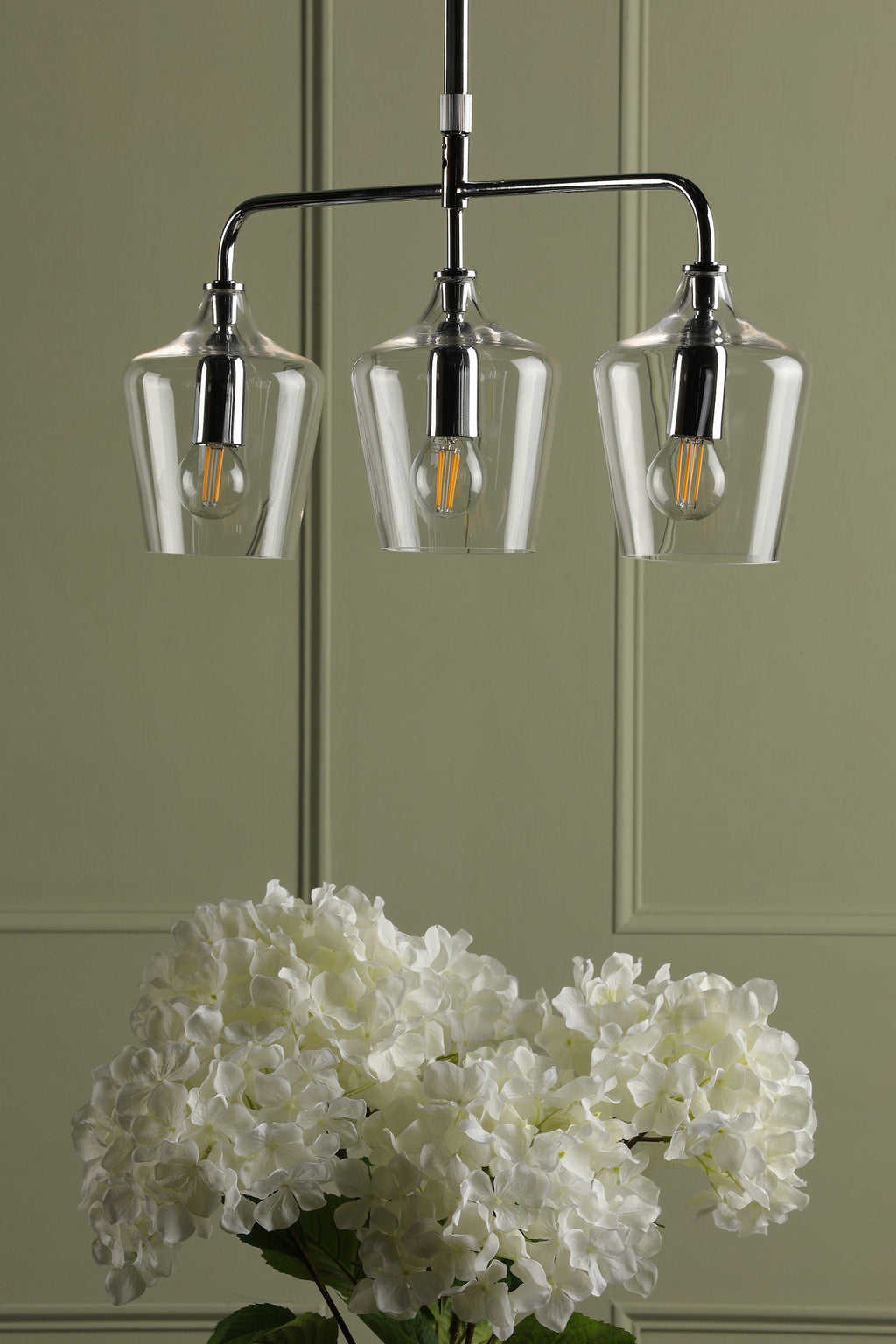 Laura Ashley Ockley 3 Luci Bar Pendant Cromo Lucido