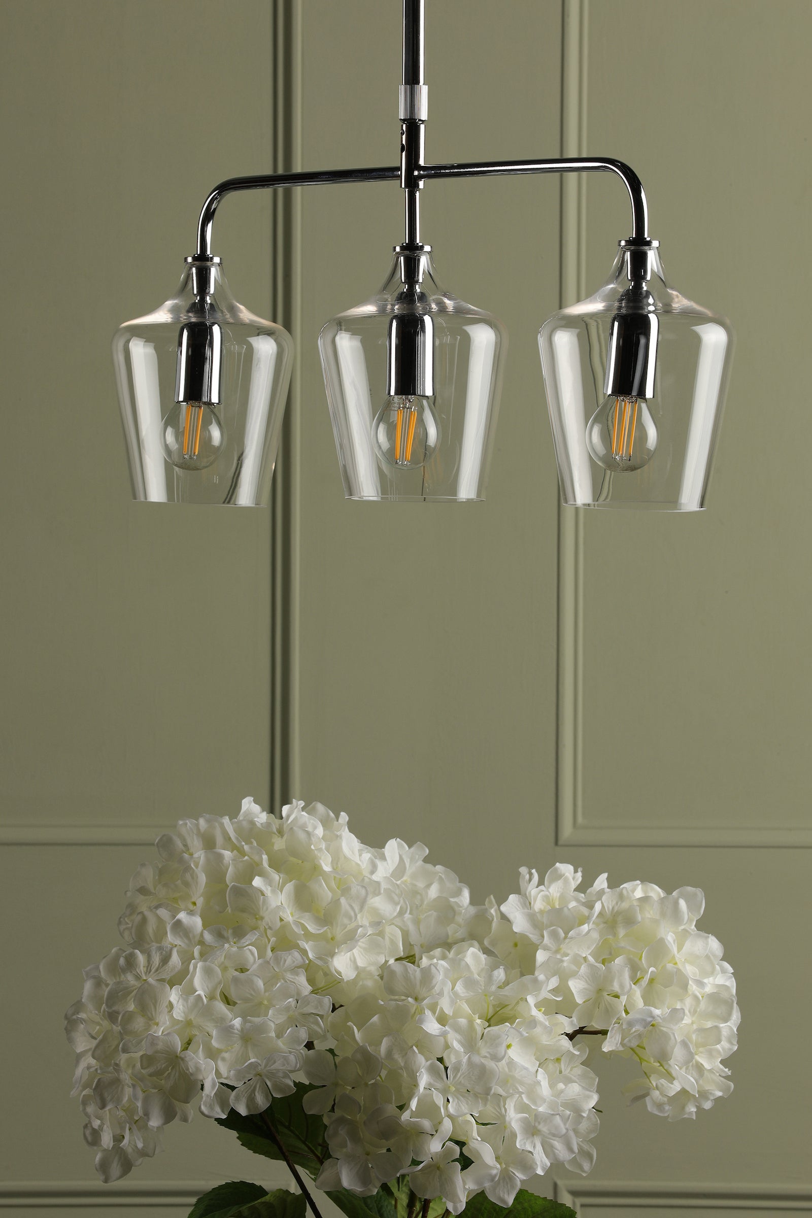 Laura Ashley Ockley 3 Luci Bar Pendant Cromo Lucido