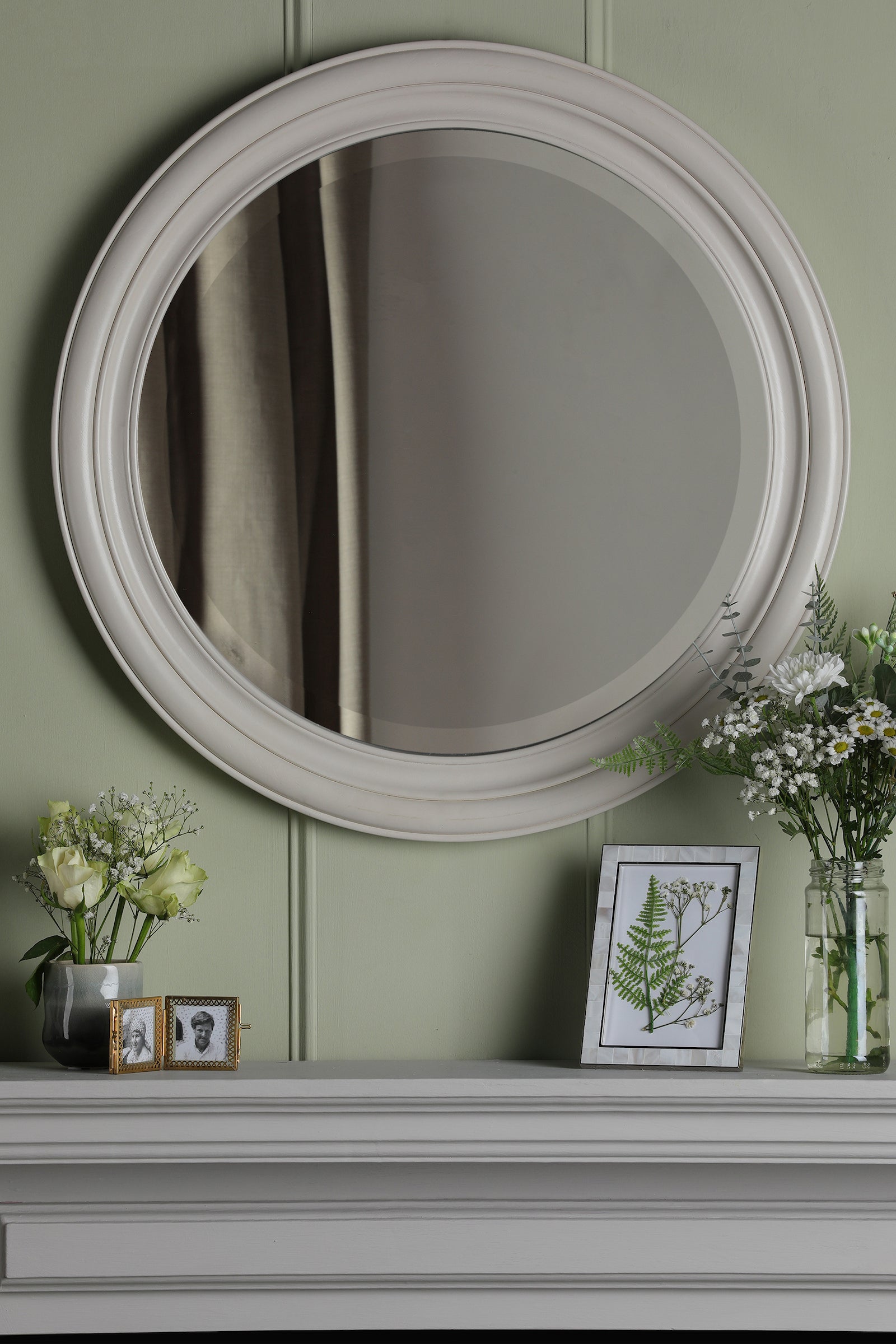 Specchio Laura Ashley Tate in Legno Avorio Invecchiato 60cm
