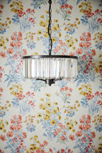 Laura Ashley Elkwood Lampadario a 3 Luci in Cristallo e Nero