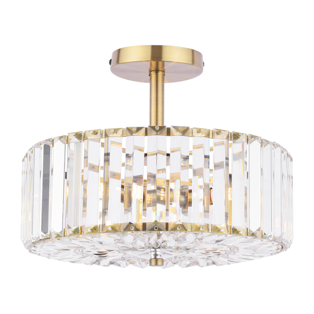 Laura Ashley Fernhurst 3 Luci Semi-Flush in Cristallo e Ottone Antico