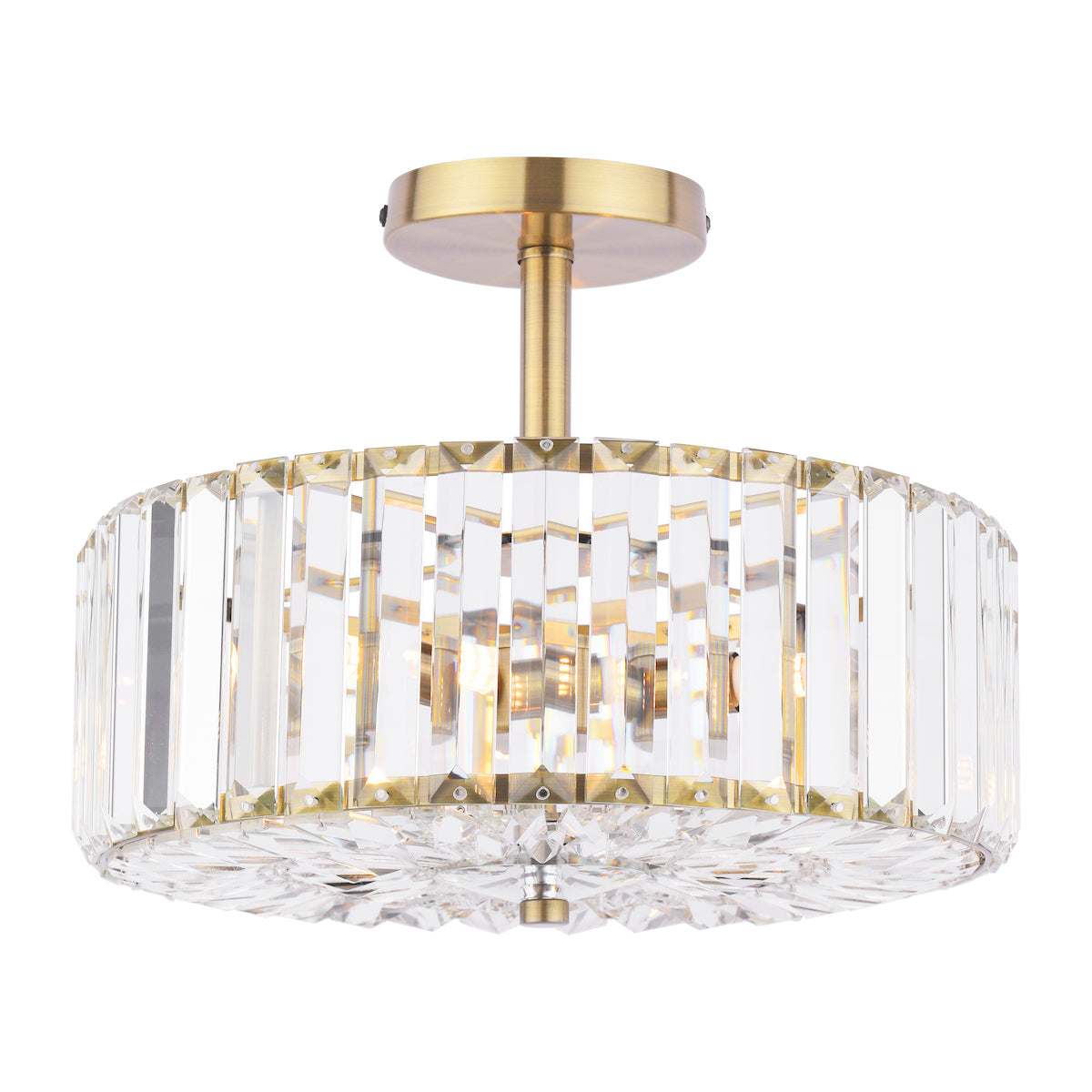Laura Ashley Fernhurst 3 Luci Semi-Flush in Cristallo e Ottone Antico