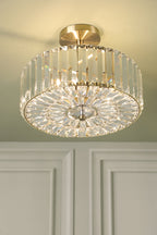 Laura Ashley Fernhurst 3 Luci Semi-Flush in Cristallo e Ottone Antico