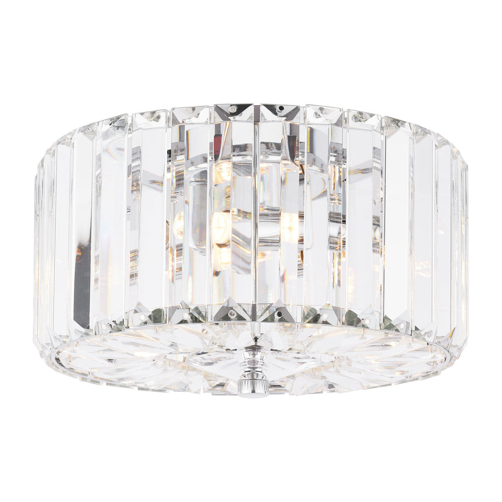 Laura Ashley Fernhurst Piccolo Flush 3 Luce Cristallo e Cromo Lucido