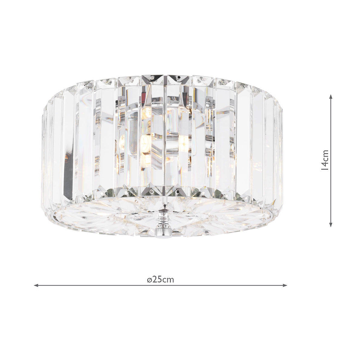 Laura Ashley Fernhurst Piccolo Flush 3 Luce Cristallo e Cromo Lucido