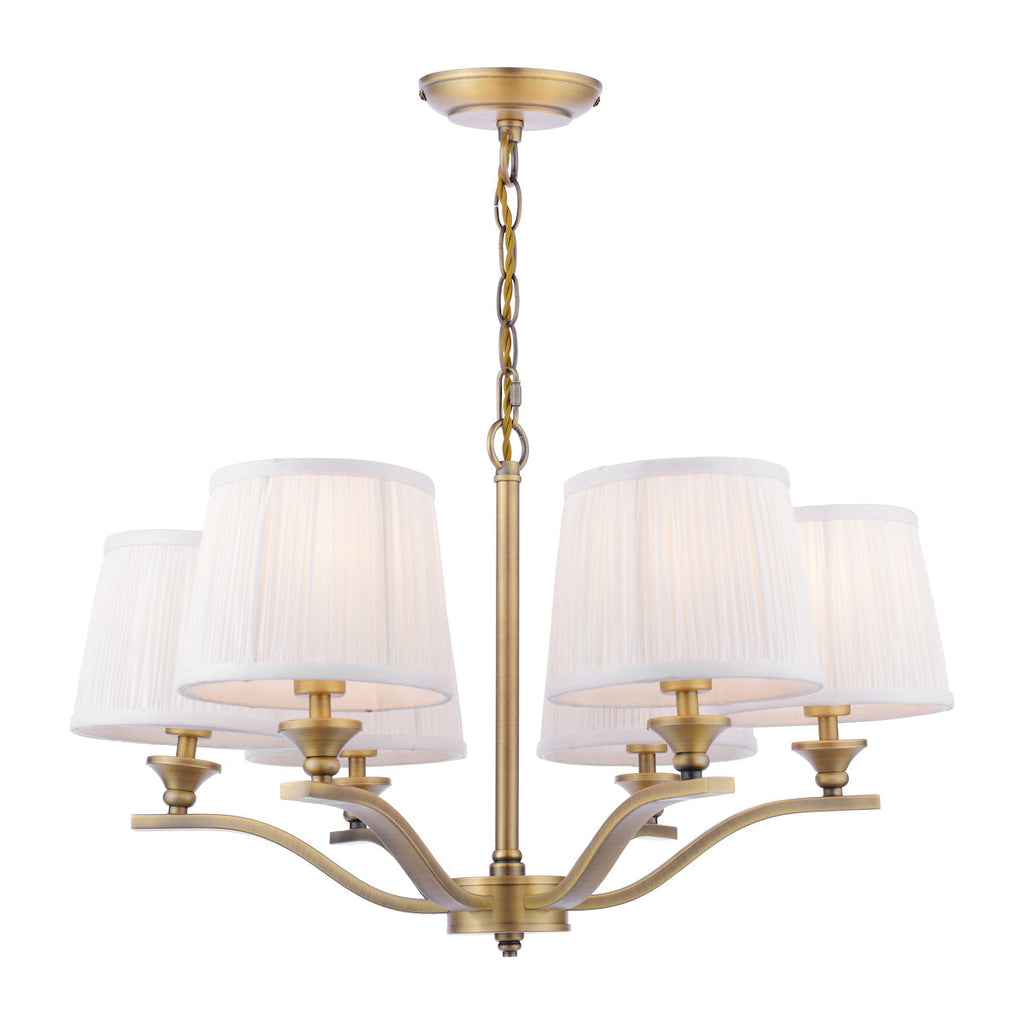 Lampadario Laura Ashley Hemsley a 6 luci in ottone antico opaco con paralume