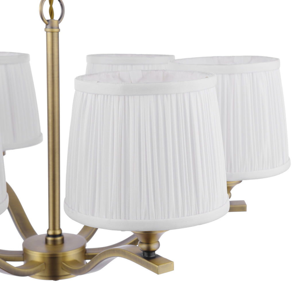Lampadario Laura Ashley Hemsley a 6 luci in ottone antico opaco con paralume