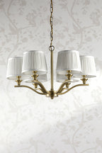 Lampadario Laura Ashley Hemsley a 6 luci in ottone antico opaco con paralume