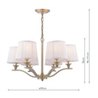 Lampadario Laura Ashley Hemsley a 6 luci in ottone antico opaco con paralume