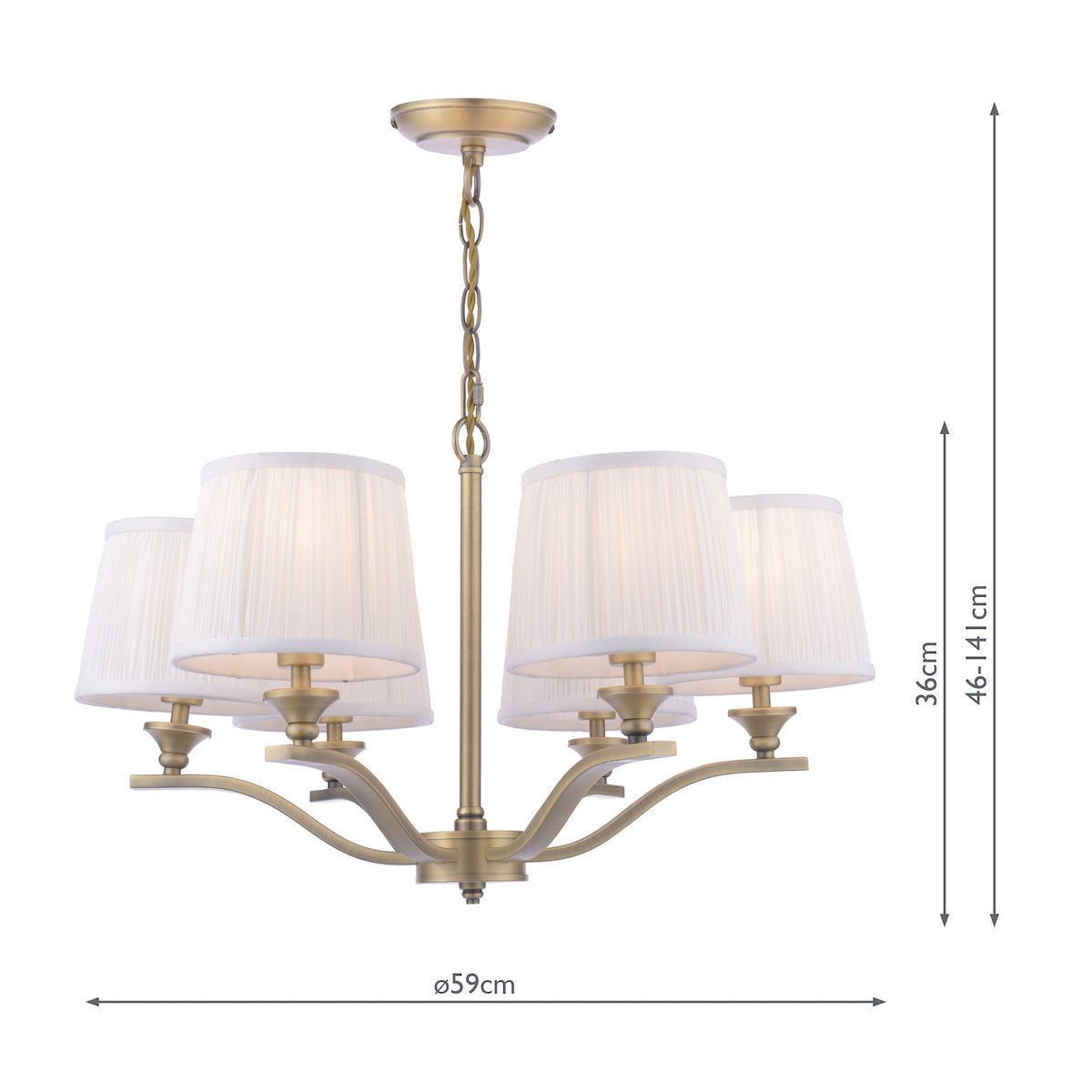 Lampadario Laura Ashley Hemsley a 6 luci in ottone antico opaco con paralume