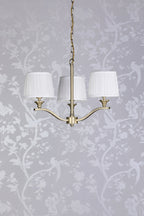 Laura Ashley Hemsley 3 Luci Sospensione Bracciata Matt Ottone Antico Con Paralume