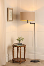 Lampada da Terra Laura Ashley Marlowe Nero Opaco Con Paralume