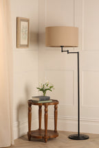 Lampada da Terra Laura Ashley Marlowe Nero Opaco Con Paralume