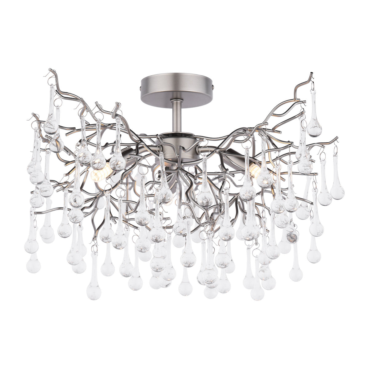 Laura Ashley Willow 3 Luci Semi-Flush in Peltro Satinato e Cristallo
