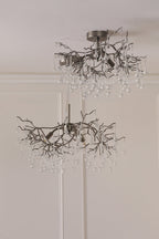 Laura Ashley Willow 3 Luci Semi-Flush in Peltro Satinato e Cristallo