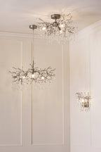 Laura Ashley Willow 3 Luci Semi-Flush in Peltro Satinato e Cristallo
