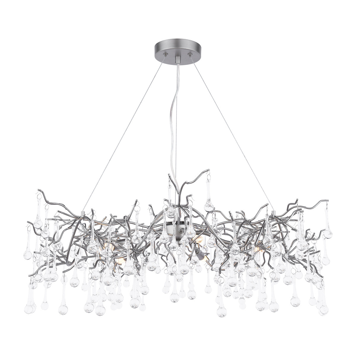 Laura Ashley Willow Lampadario a 5 Luci in Peltro Satinato e Cristallo