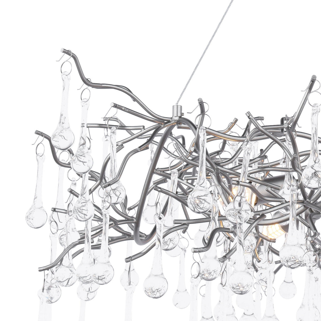 Laura Ashley Willow Lampadario a 5 Luci in Peltro Satinato e Cristallo