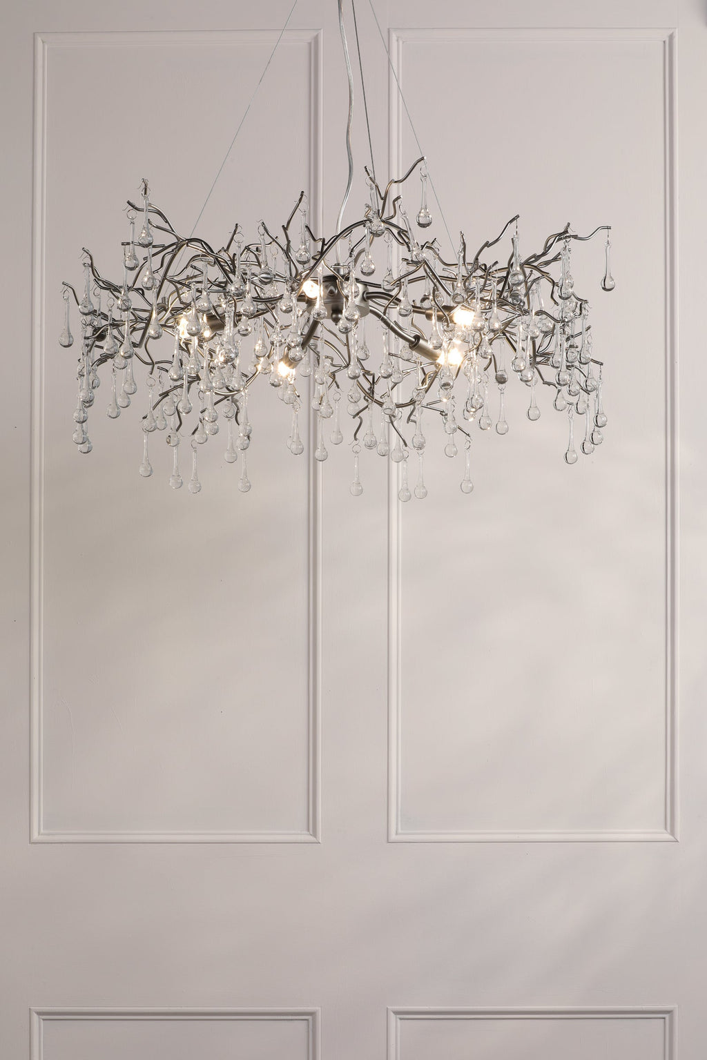 Laura Ashley Willow Lampadario a 5 Luci in Peltro Satinato e Cristallo