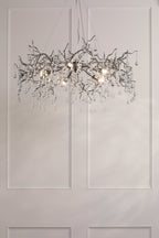 Laura Ashley Willow Lampadario a 5 Luci in Peltro Satinato e Cristallo
