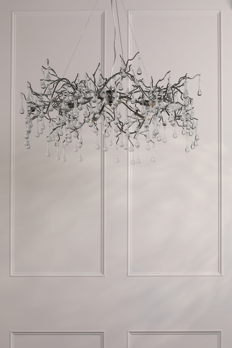 Laura Ashley Willow Lampadario a 5 Luci in Peltro Satinato e Cristallo